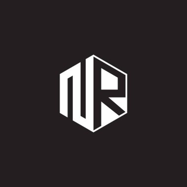 NR N R RN Logo monogram hexagon with black background negative space style