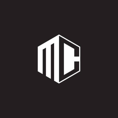 MC M C CM Logo monogram hexagon with black background negative space style