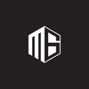 MG M G GM Logo monogram hexagon with black background negative space style