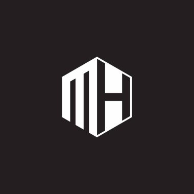MH M H HM Logo monogram hexagon with black background negative space style