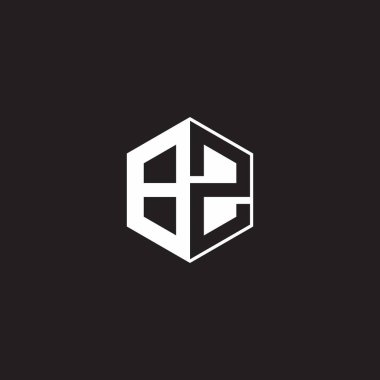 BZ B Z ZB Logo monogram hexagon with black background negative space style