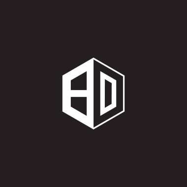 BO B O OB Logo monogram hexagon with black background negative space style