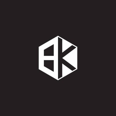 BK B K KB Logo monogram hexagon with black background negative space style