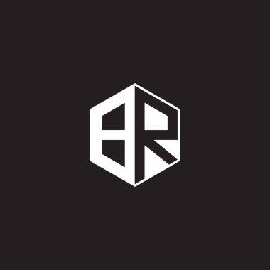BR B R RB Logo monogram hexagon with black background negative space style