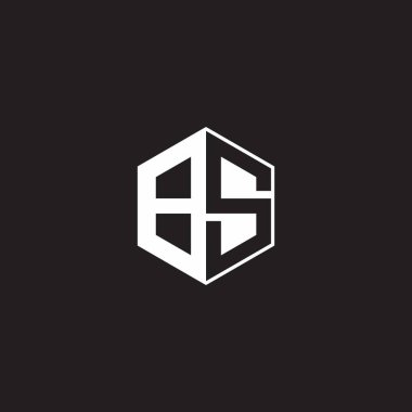 BS B S SB Logo monogram hexagon with black background negative space style