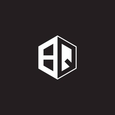 BQ B Q QB Logo monogram hexagon with black background negative space style