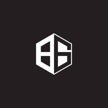 BG B G GB Logo monogram hexagon with black background negative space style