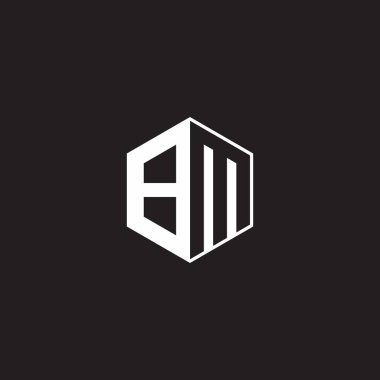 BM B M MB Logo monogram hexagon with black background negative space style