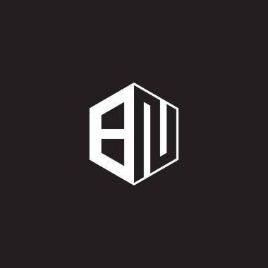 BN B N NB Logo monogram hexagon with black background negative space style