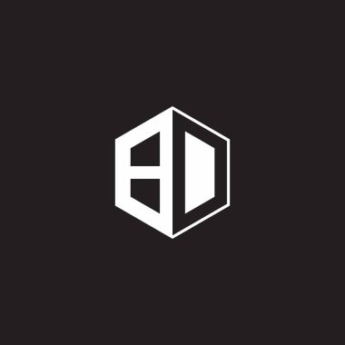 BD B D DB Logo monogram hexagon with black background negative space style