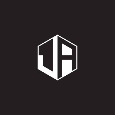 JA J A AJ Logo monogram hexagon with black background negative space style