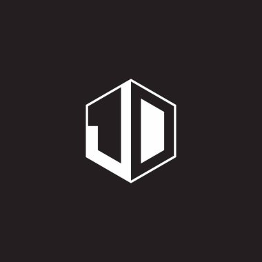 JD J D DJ Logo monogram hexagon with black background negative space style
