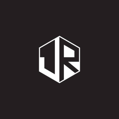 JR J R RJ Logo monogram hexagon with black background negative space style