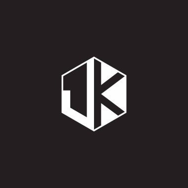 JK J K KJ Logo monogram hexagon with black background negative space style