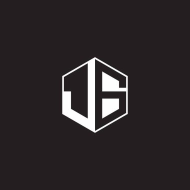 JG J G GJ Logo monogram hexagon with black background negative space style
