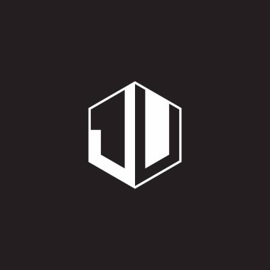 JU J U UJ Logo monogram hexagon with black background negative space style