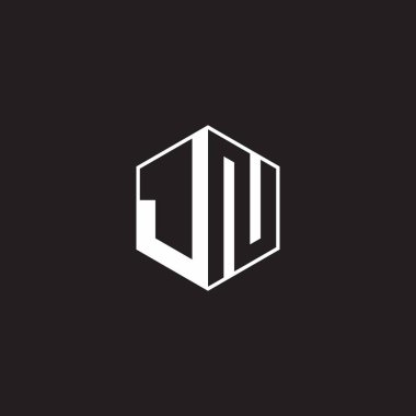 JN J N NJ Logo monogram hexagon with black background negative space style