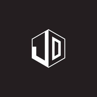 JO J O OJ Logo monogram hexagon with black background negative space style
