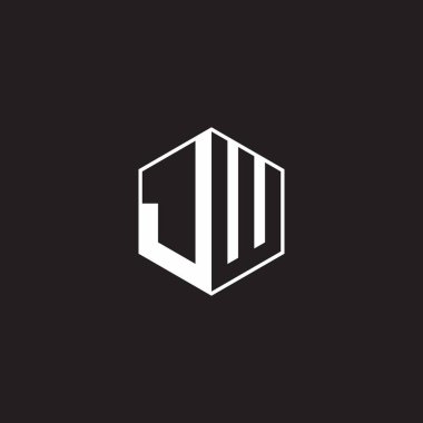 JW J W WJ Logo monogram hexagon with black background negative space style