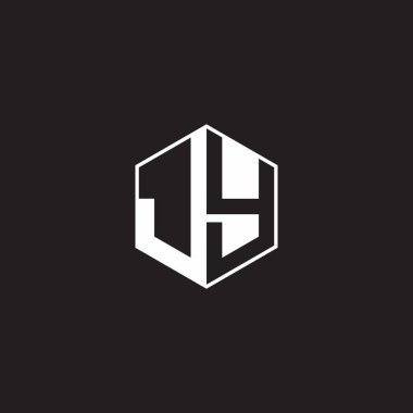 JY J Y YJ Logo monogram hexagon with black background negative space style