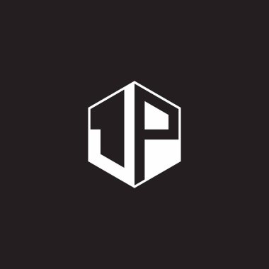 JP J P PJ Logo monogram hexagon with black background negative space style