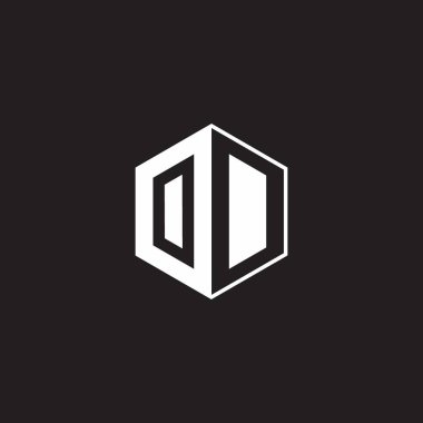 OD O D DO Logo monogram hexagon with black background negative space style