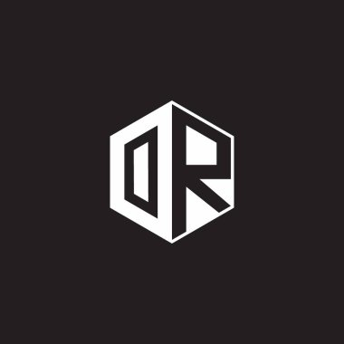 OR O R RO Logo monogram hexagon with black background negative space style