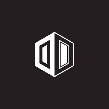 OO O Logo monogram hexagon with black background negative space style