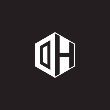 OH O H HO Logo monogram hexagon with black background negative space style