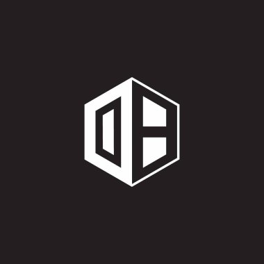 OB O B BO Logo monogram hexagon with black background negative space style