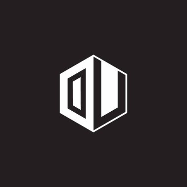 OU O U UO Logo monogram hexagon with black background negative space style