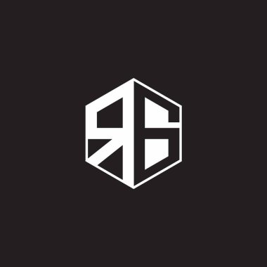 RG R G GR Logo monogram hexagon with black background negative space style