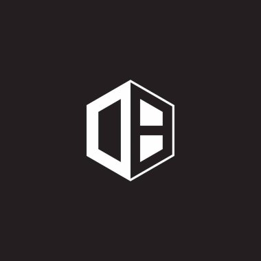 OB DB Logo monogram hexagon with black background negative space style