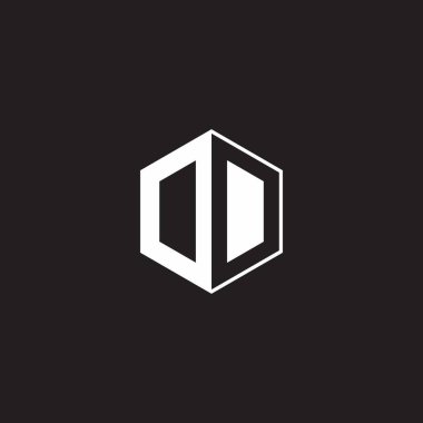 OO DD O D Logo monogram hexagon with black background negative space style