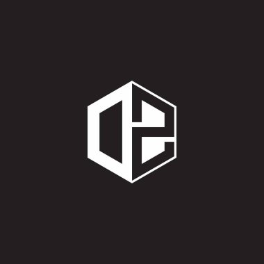 OZ DZ Logo monogram hexagon with black background negative space style