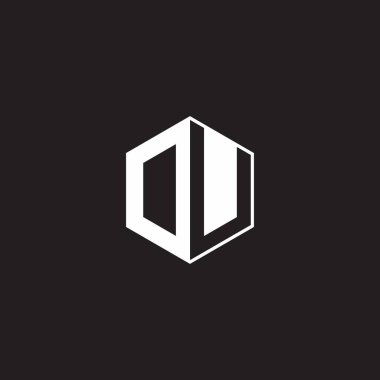 DU OU Logo monogram hexagon with black background negative space style