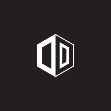 OO O Logo monogram hexagon with black background negative space style