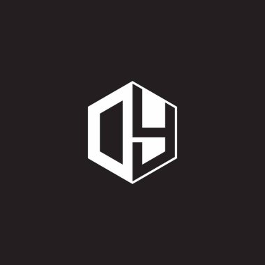 DY OY Logo monogram hexagon with black background negative space style