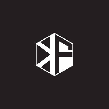 KF K F FK Logo monogram hexagon with black background negative space style
