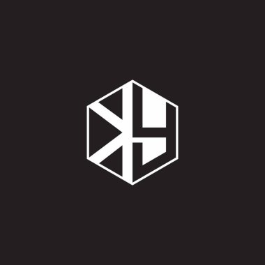 KY K Y YK Logo monogram hexagon with black background negative space style