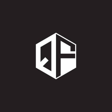 QF Q F FQ Logo monogram hexagon with black background negative space style