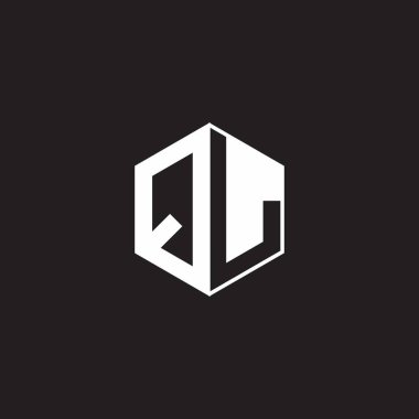 QL Q L LQ Logo monogram hexagon with black background negative space style