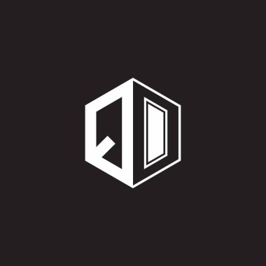 QO Q O OQ Logo monogram hexagon with black background negative space style
