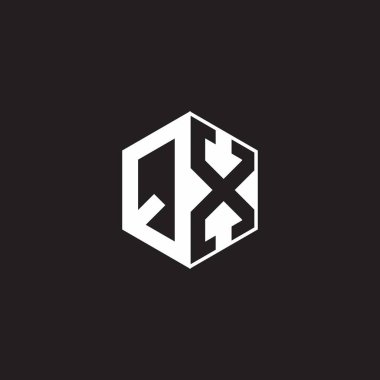 QX Q X XQ Logo monogram hexagon with black background negative space style