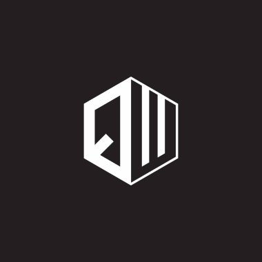 QW Q W WQ Logo monogram hexagon with black background negative space style