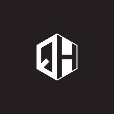 QH Q H HQ Logo monogram hexagon with black background negative space style