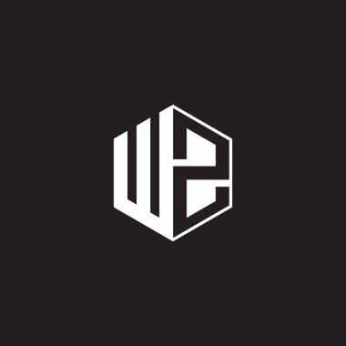 WZ W Z ZW Logo monogram hexagon with black background negative space style