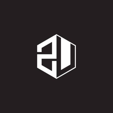 ZU Z U UZ Logo monogram hexagon with black background negative space style