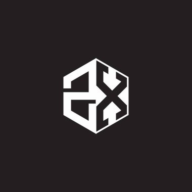 ZX Z X XZ Logo monogram hexagon with black background negative space style