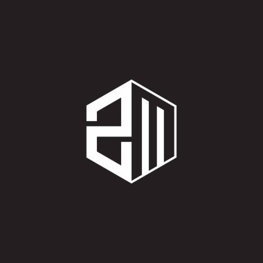 ZM Z M MZ Logo monogram hexagon with black background negative space style